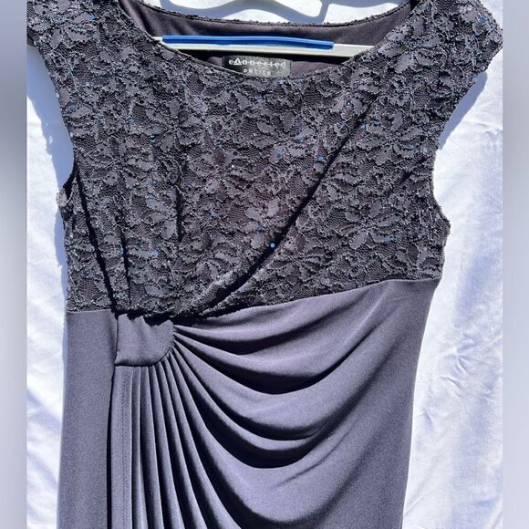 EUC Connected Petites grey sleeveless elegant dress with lace & sequins Size 6P - Picture 1 of 7